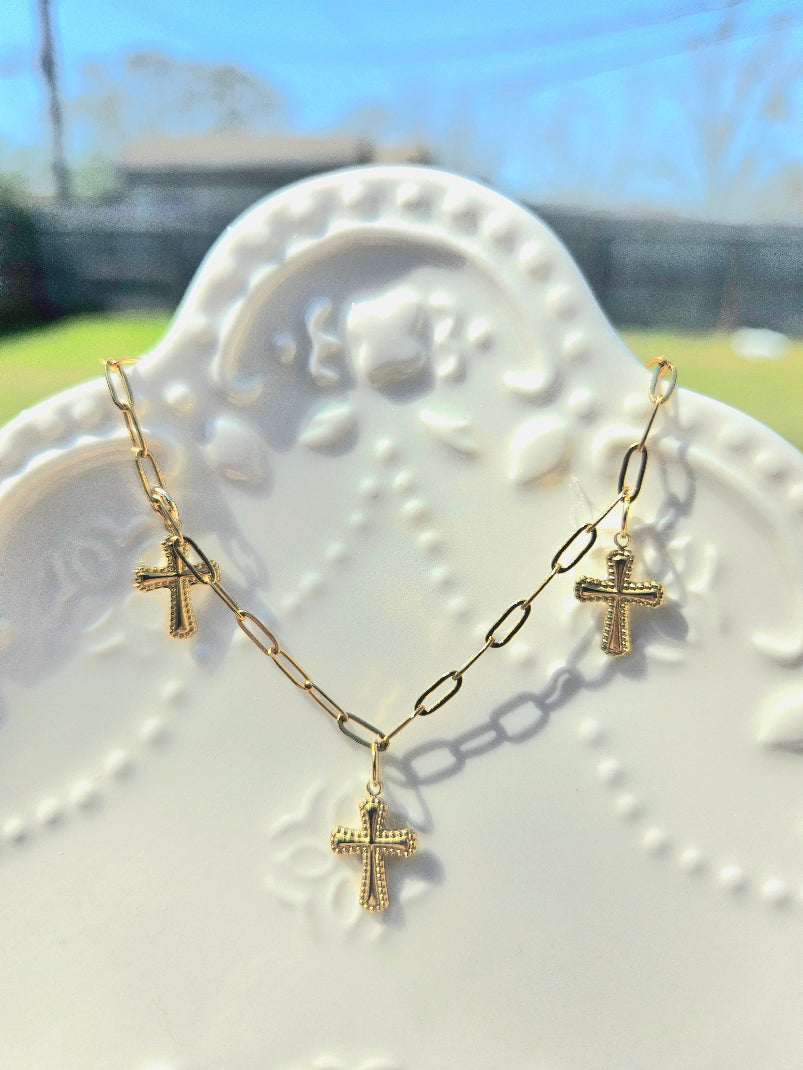 Cross Charmed Bracelet 6.5"