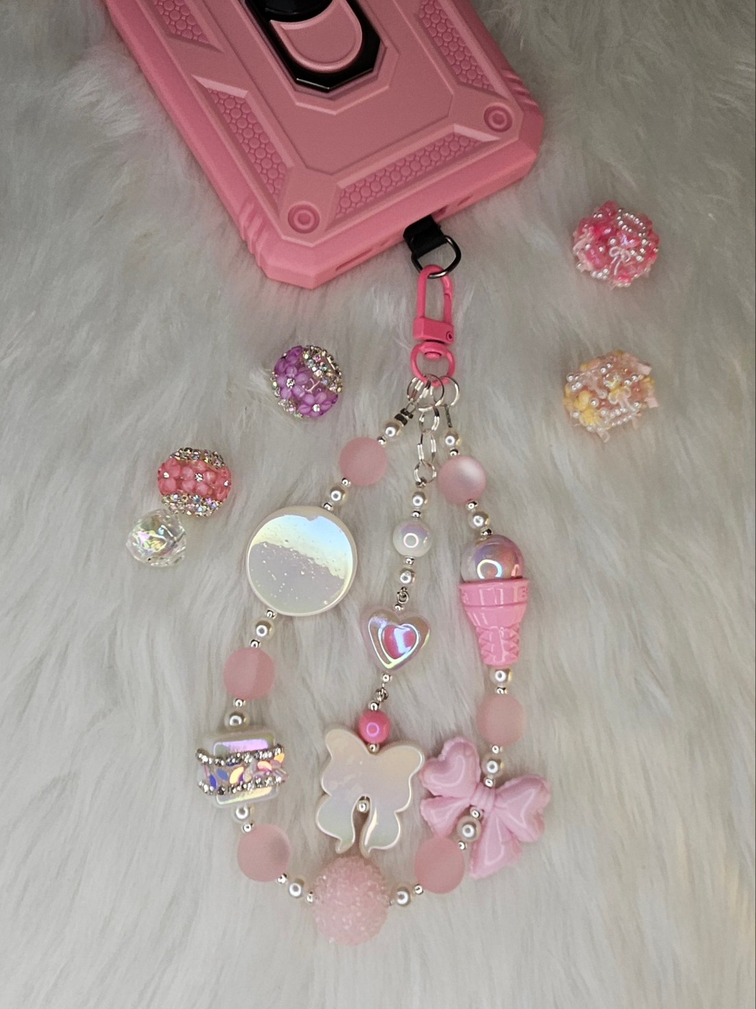 Pink Doll Phone Charm Wristlet