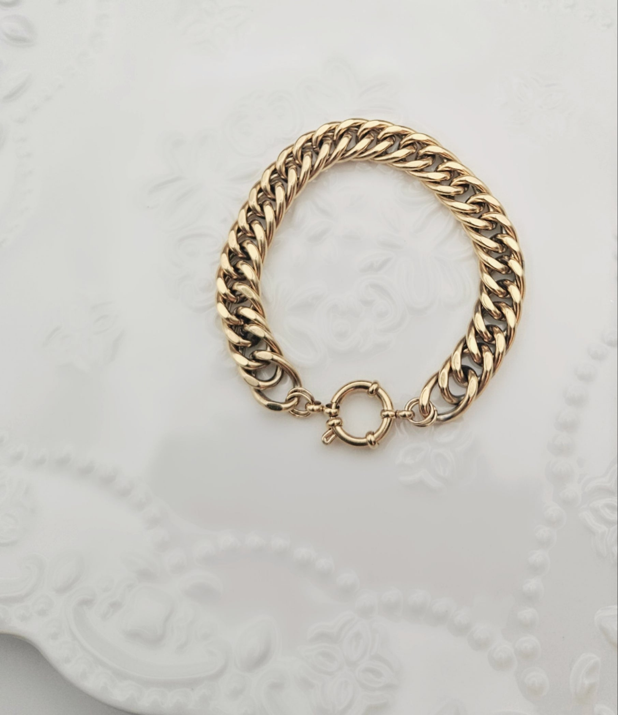 Gold-Plated Cuban Chain Bracelet - 7"