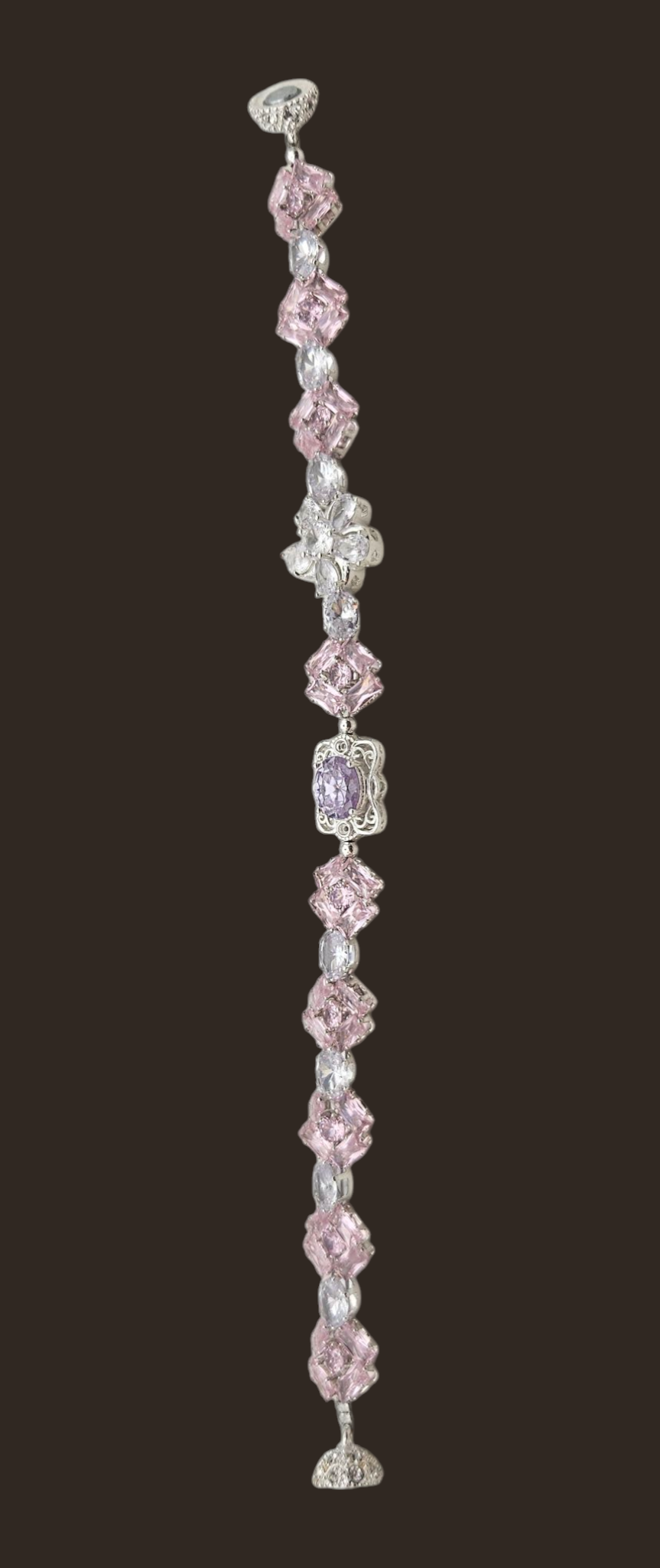 Zircon Bracelet - Flower design - 6.5"
