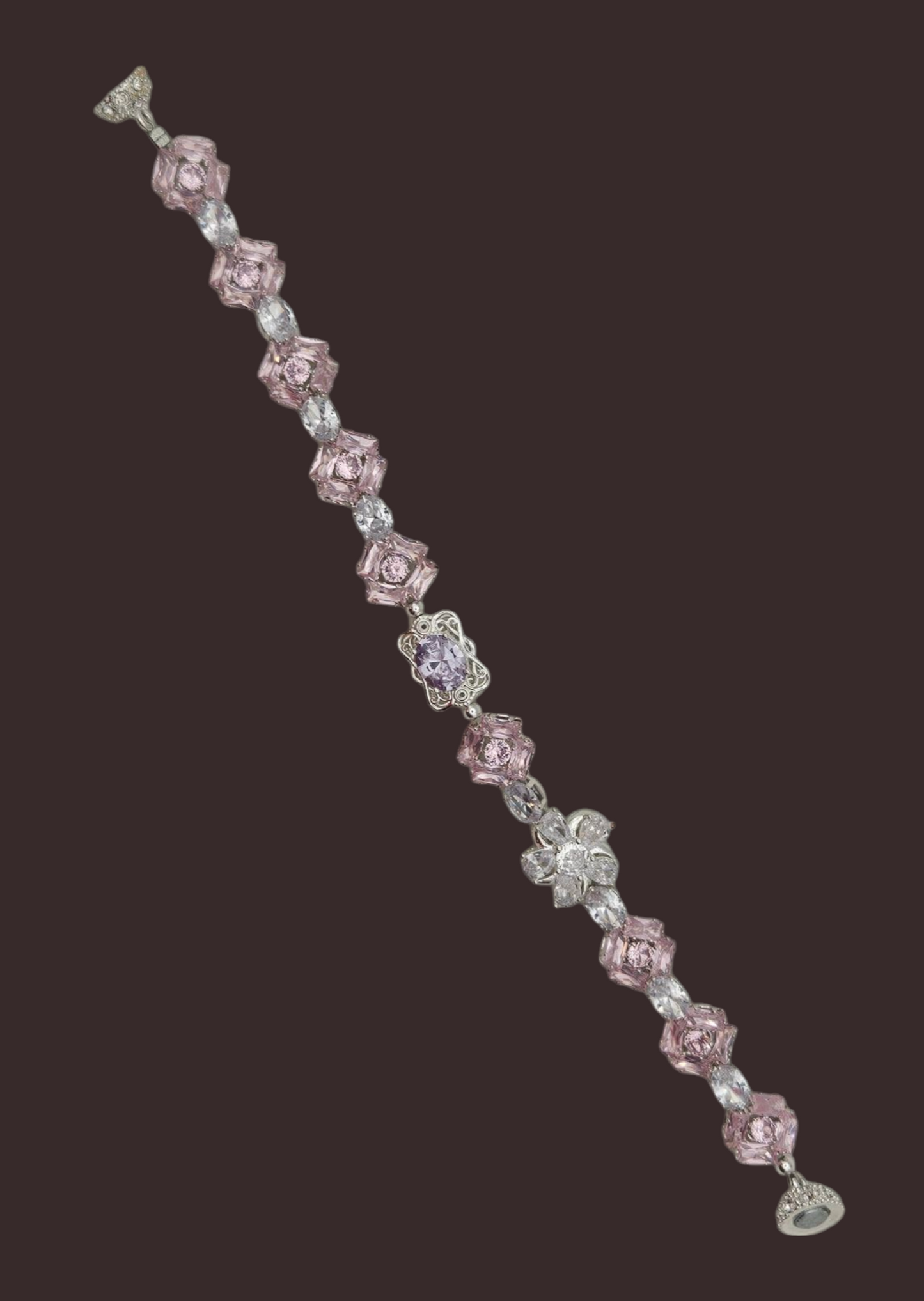 Zircon Bracelet - Flower design - 6.5"