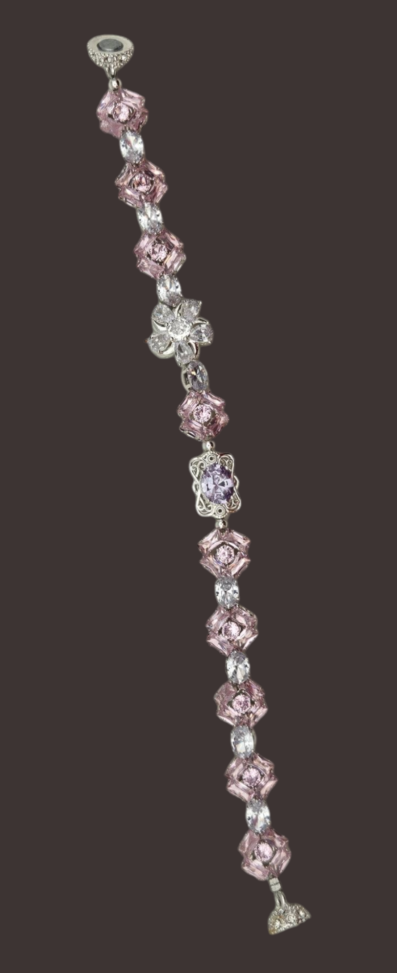 Zircon Bracelet - Flower design - 6.5"