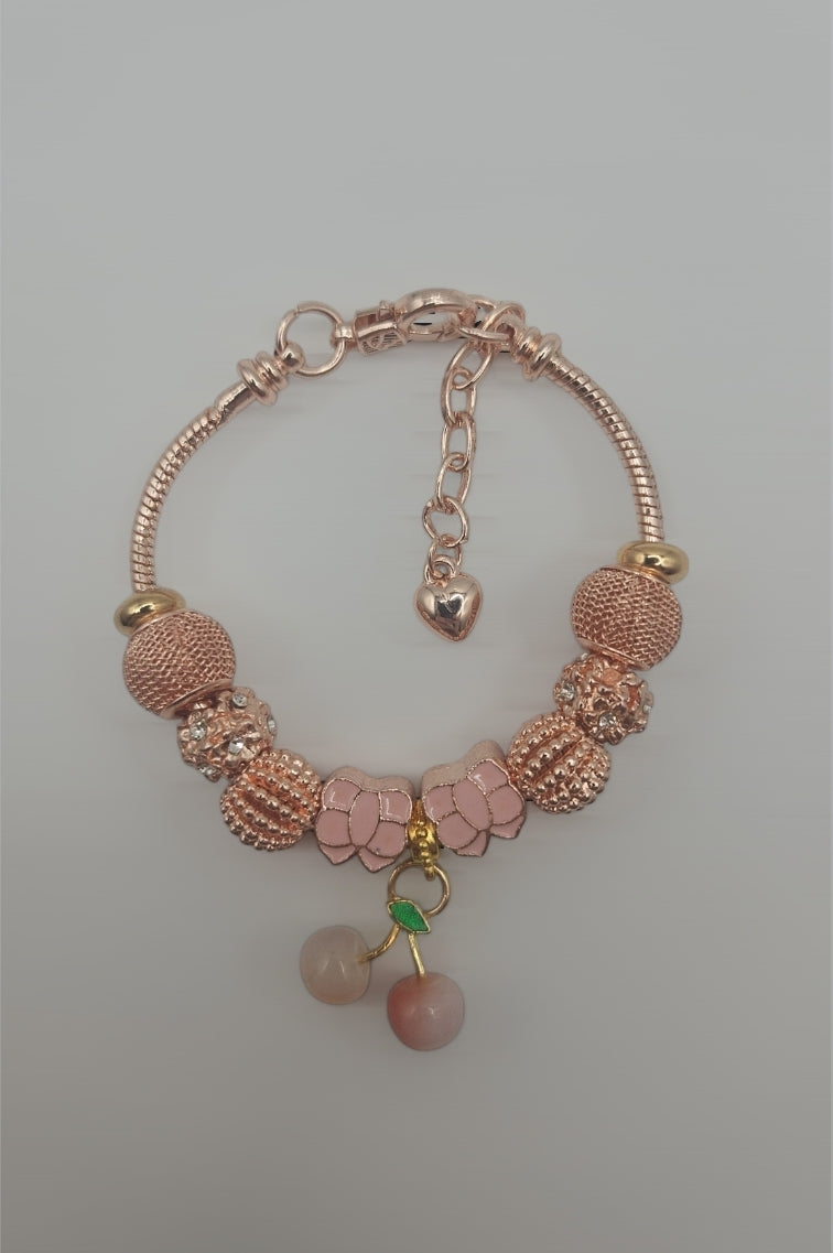 Rose gold & Cherry - Charmed Bracelet