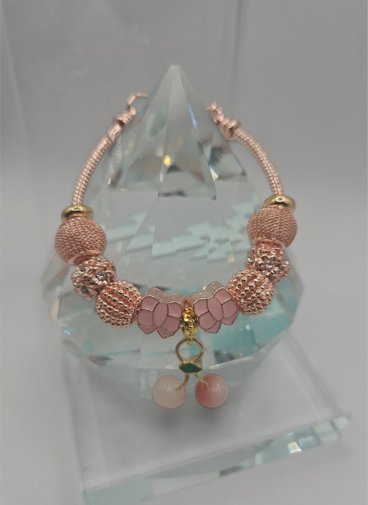 Rose gold & Cherry - Charmed Bracelet