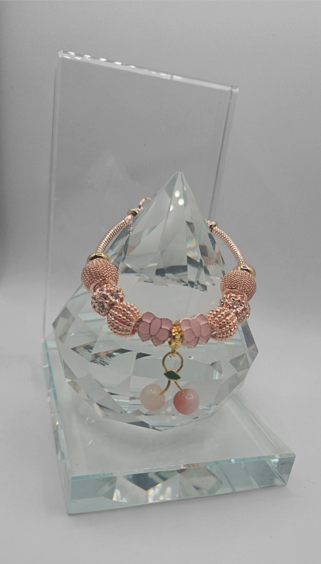Rose gold & Cherry - Charmed Bracelet