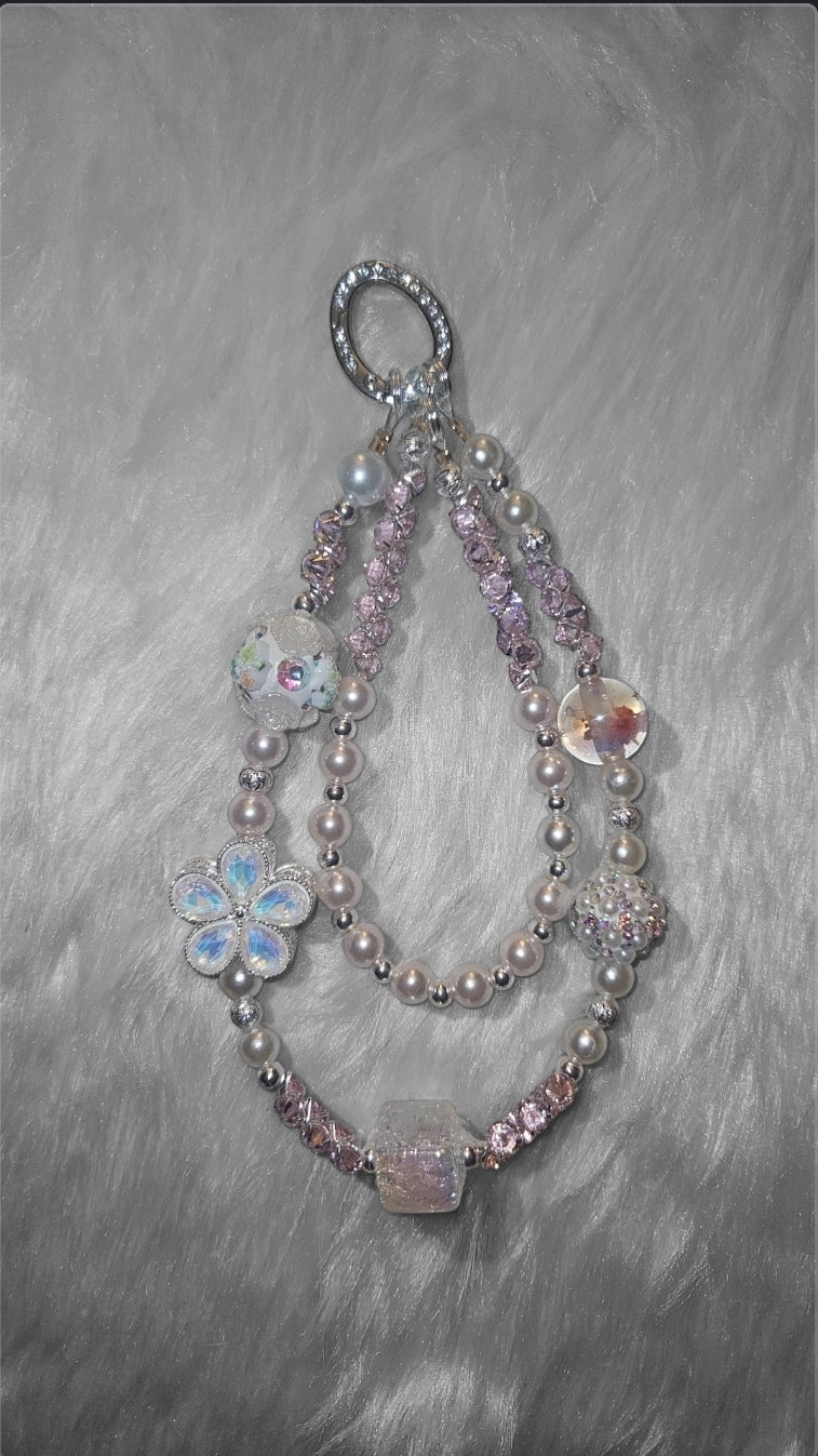 Flower & Pearl Phone Charm Wristlet