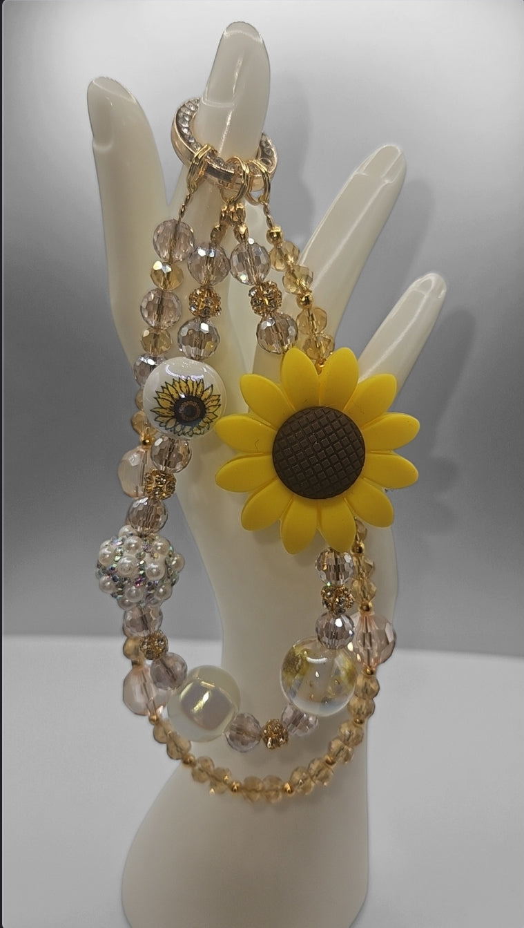 Sunflower Phone Charm Wristlet