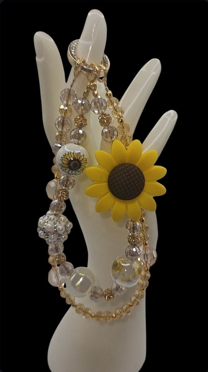 Sunflower Phone Charm Wristlet