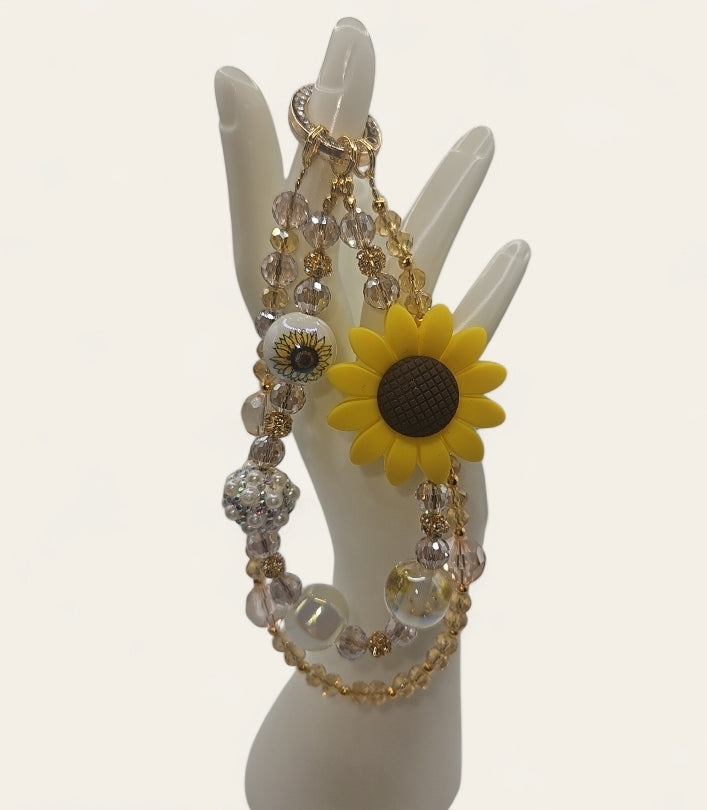Sunflower Phone Charm Wristlet