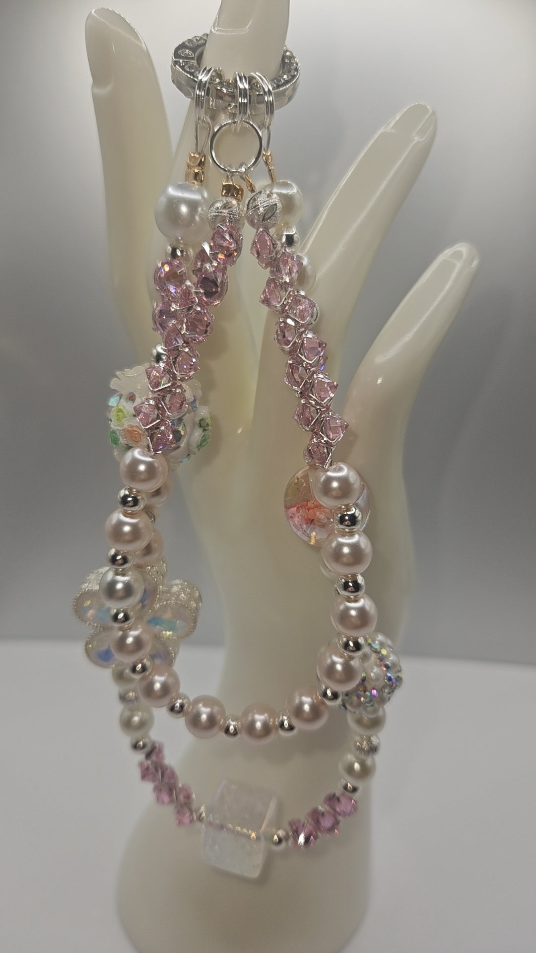Flower & Pearl Phone Charm Wristlet