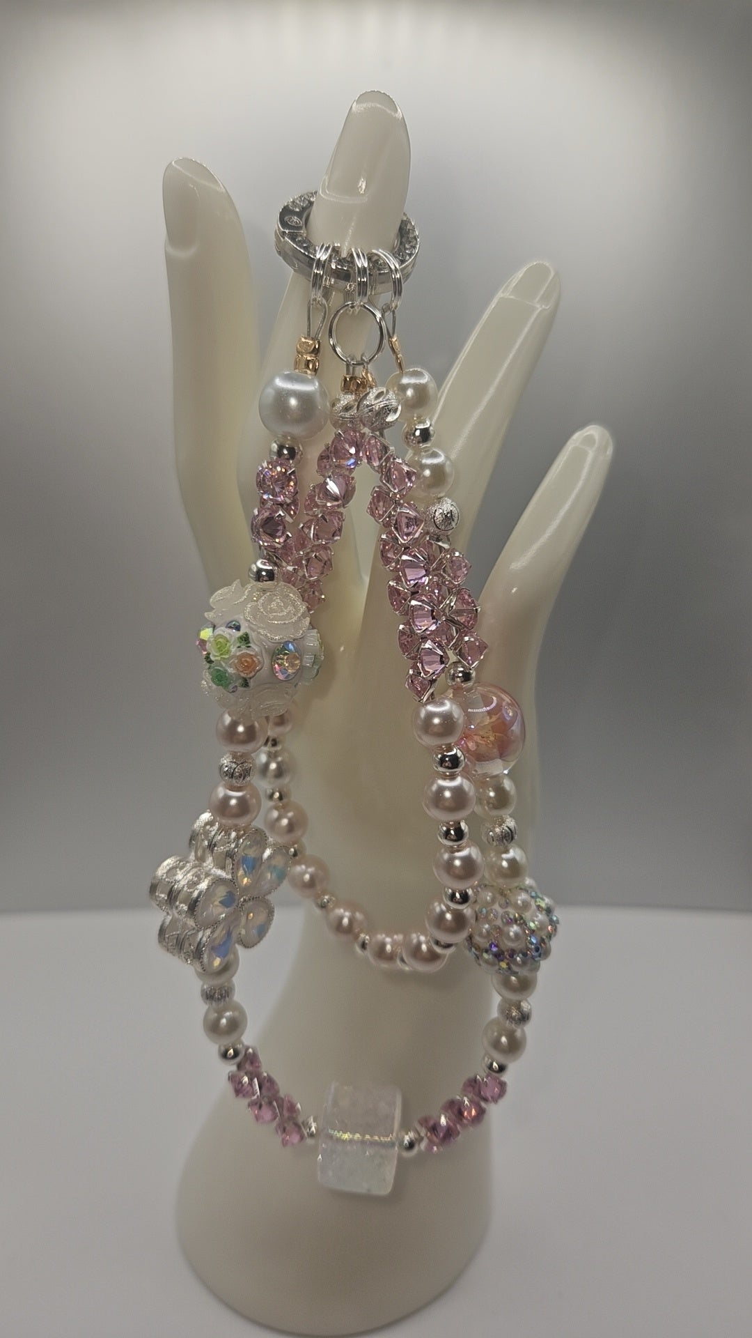 Flower & Pearl Phone Charm Wristlet