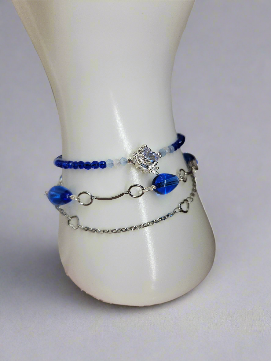 3 piece Royal Blue Bracelet - Layering Bracelet