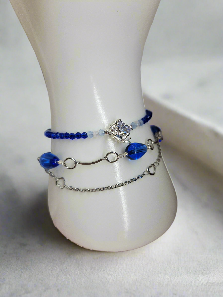 3 piece Royal Blue Bracelet - Layering Bracelet