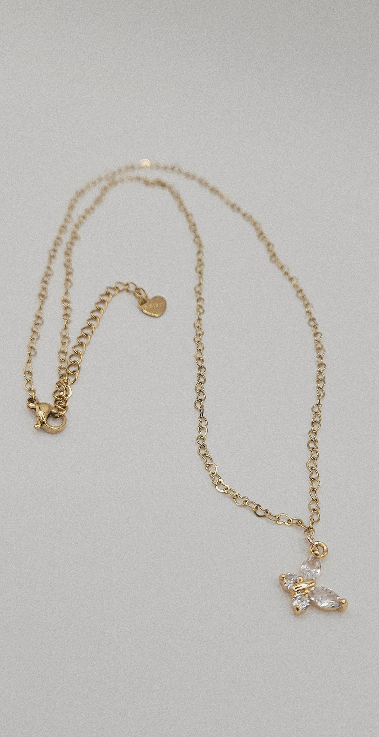 Butterfly Pendant & Heart Chained Necklace
