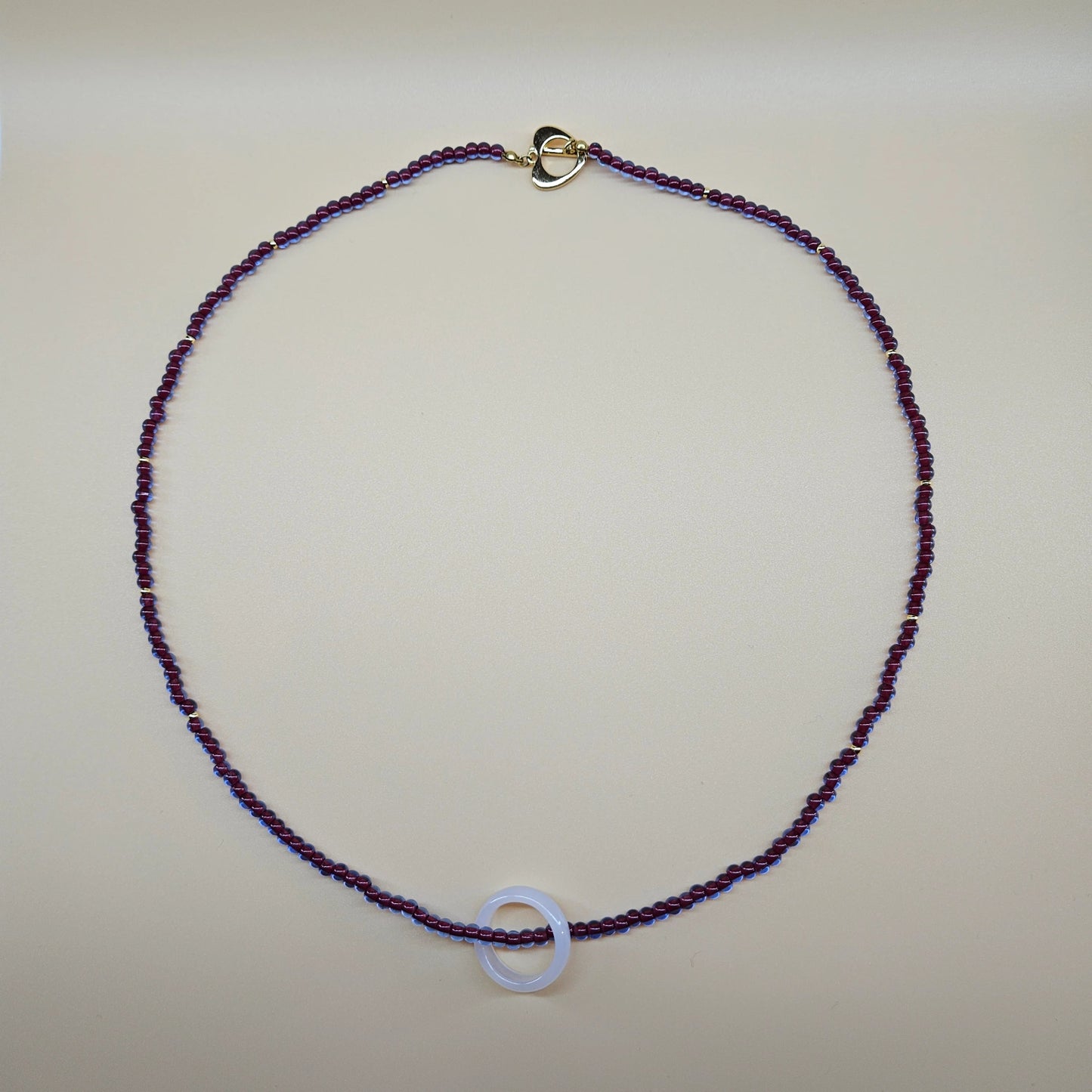 Double-Layered Glass Beaded Necklace - Blue/Red