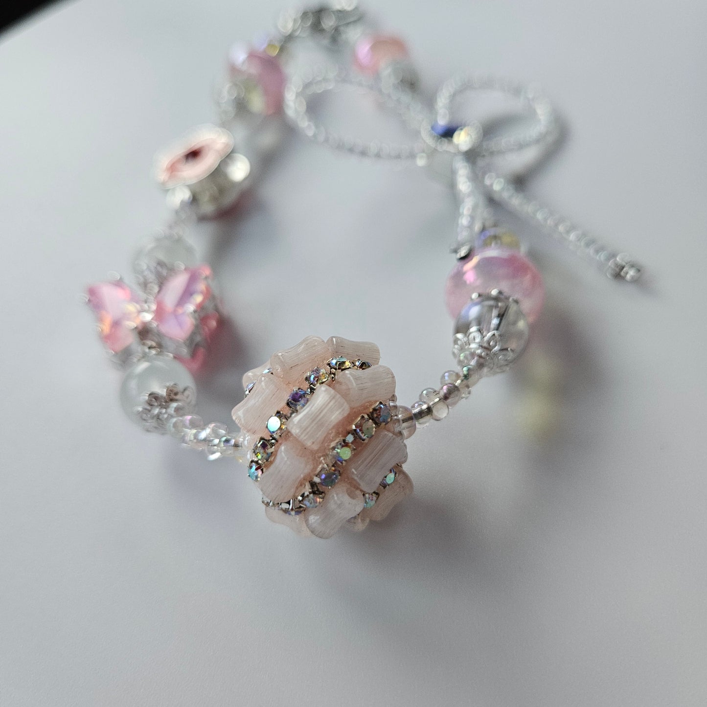 Flower and Butterfly Accessory Charm - Pink