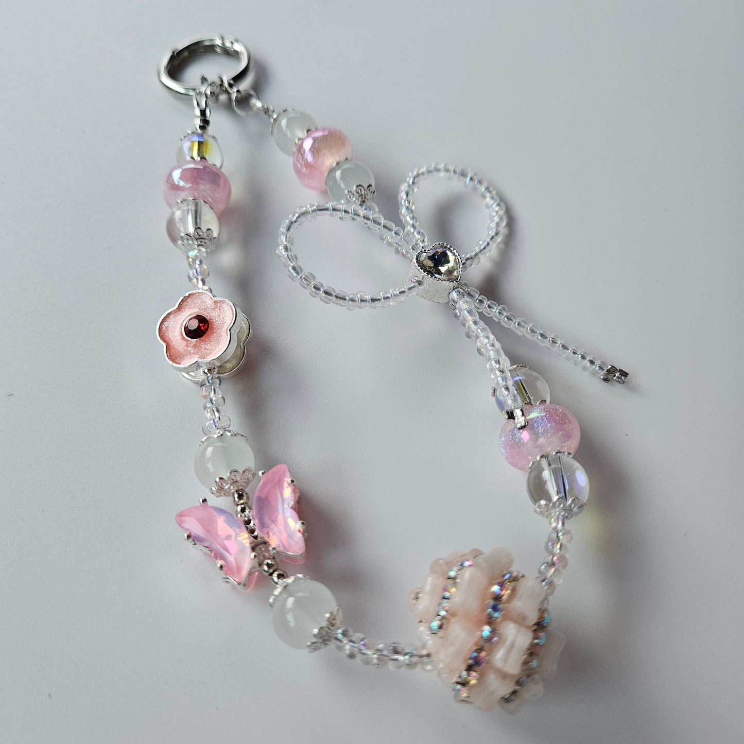 Flower and Butterfly Accessory Charm - Pink
