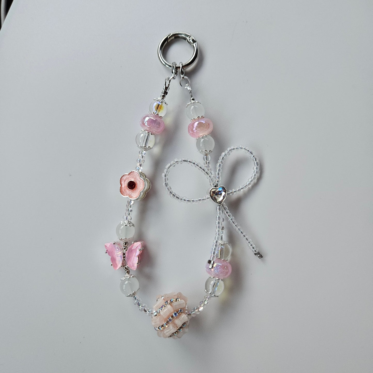 Flower and Butterfly Accessory Charm - Pink