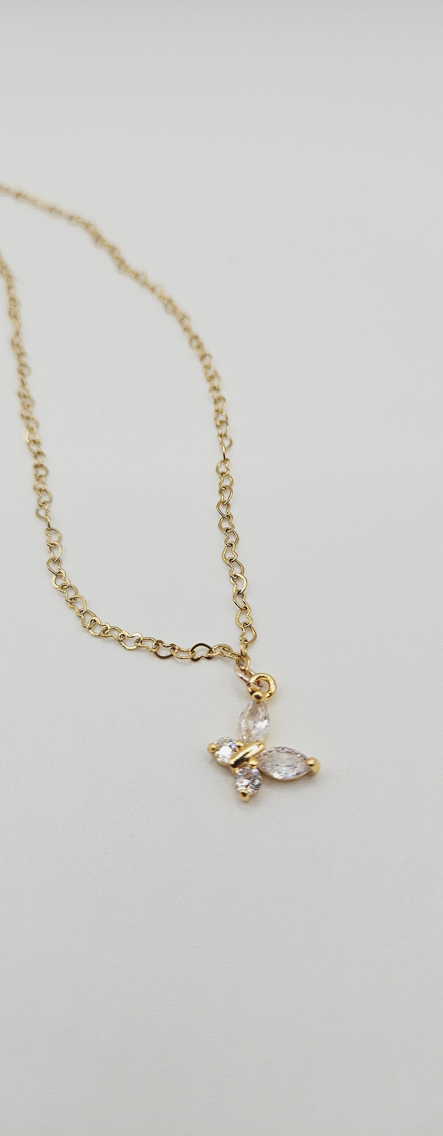 Butterfly Pendant & Heart Chained Necklace