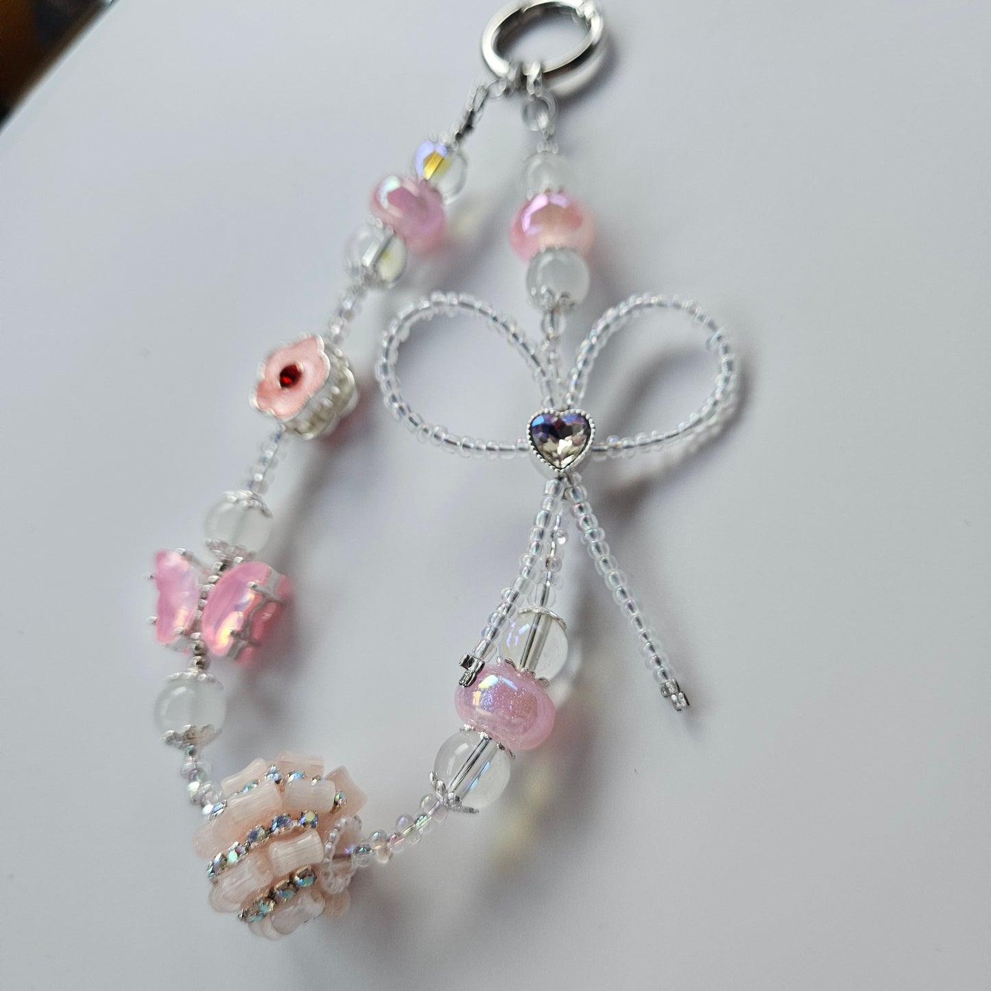 Flower and Butterfly Accessory Charm - Pink
