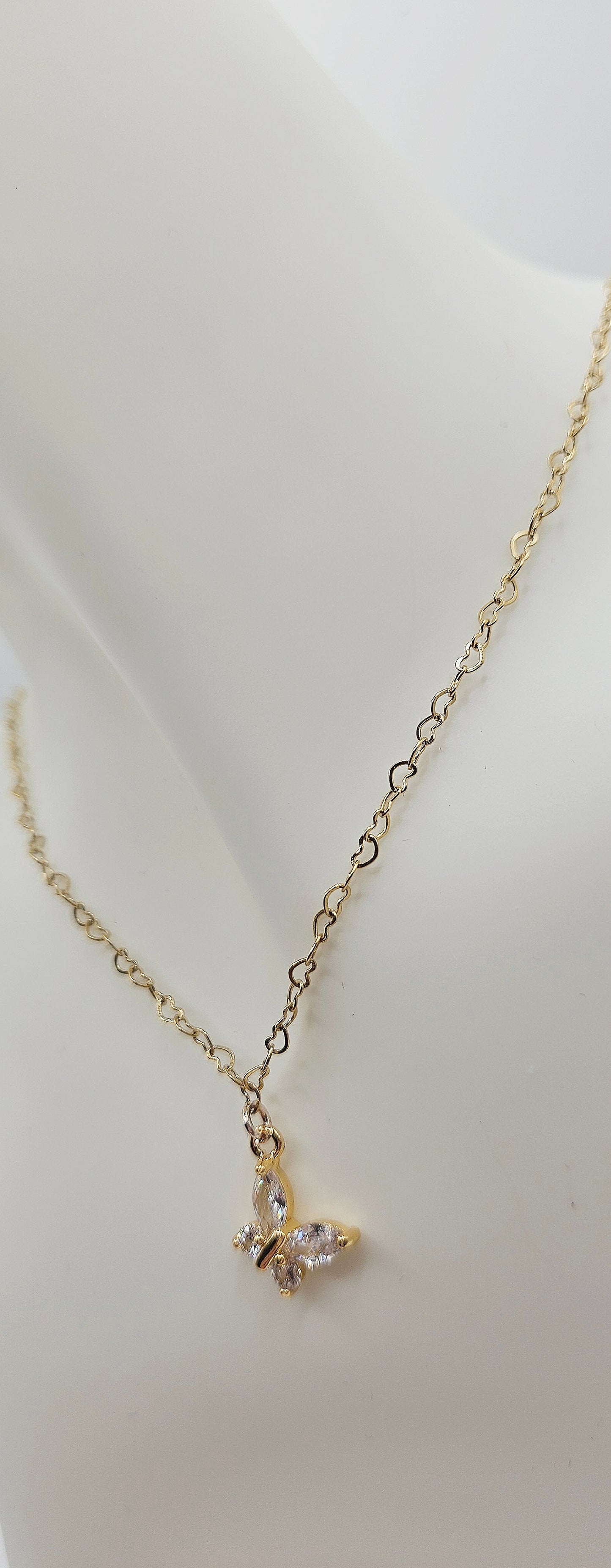 Butterfly Pendant & Heart Chained Necklace