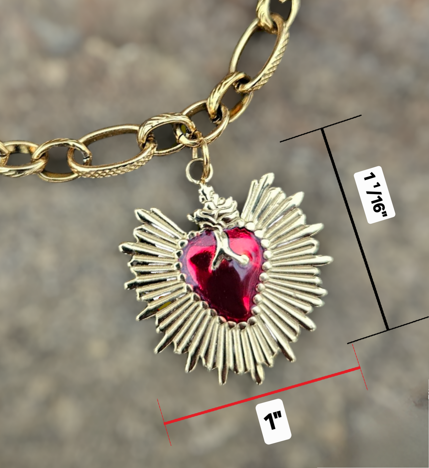 Sacred Heart Necklace - Charmed Collection 16"