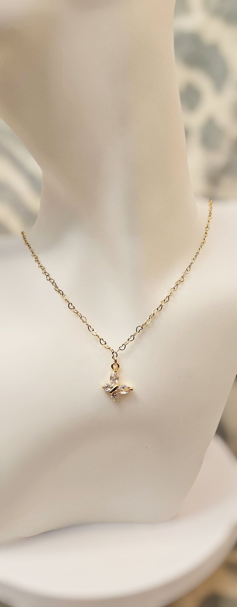 Butterfly Pendant & Heart Chained Necklace