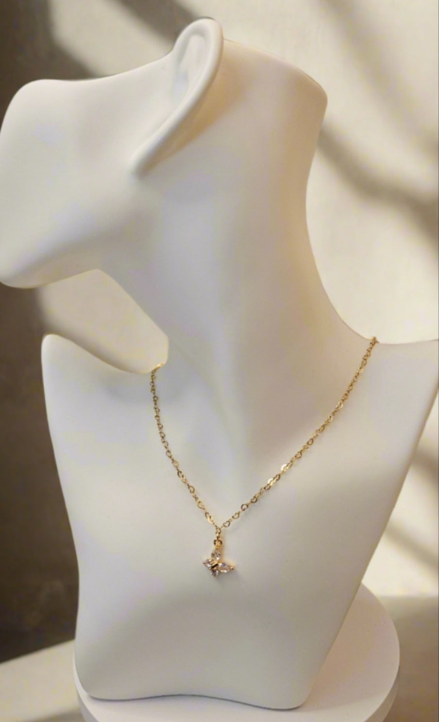 Butterfly Pendant & Heart Chained Necklace