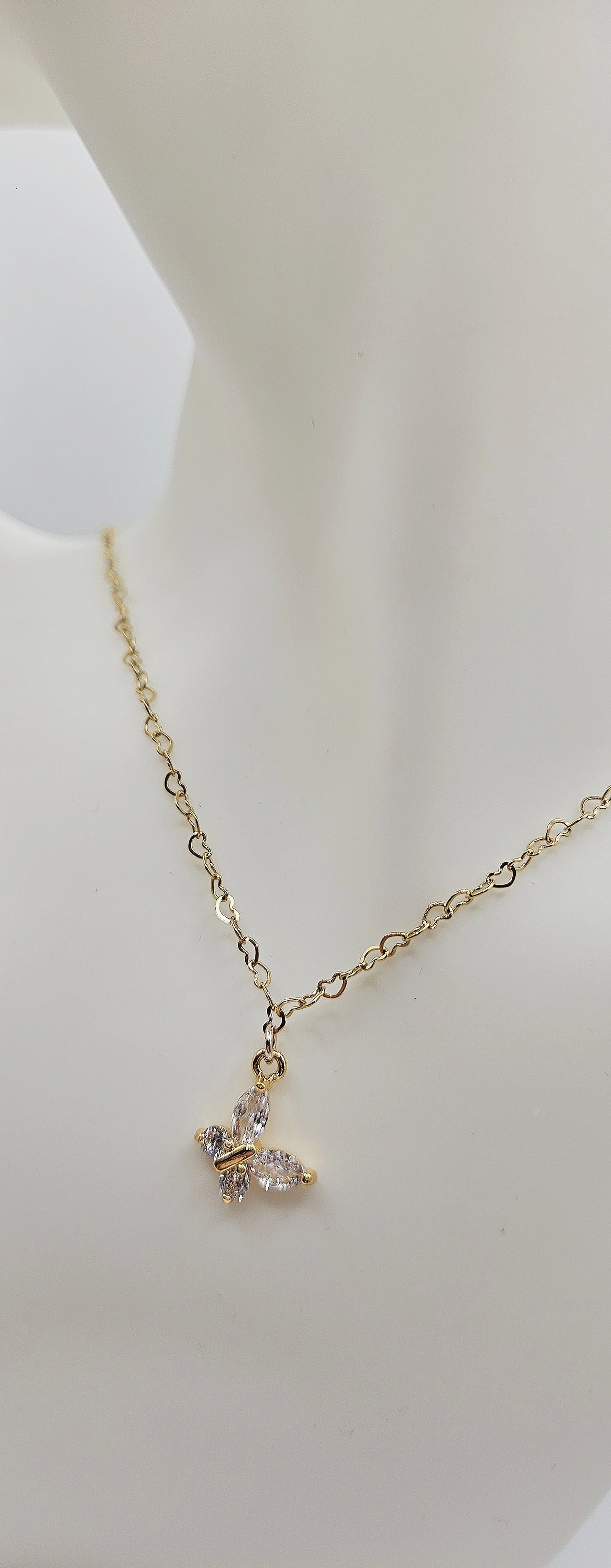 Butterfly Pendant & Heart Chained Necklace