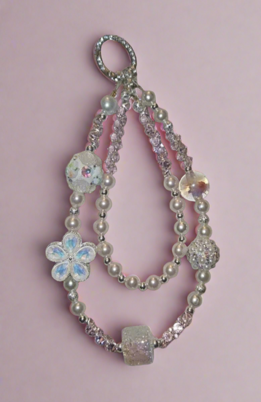 Flower & Pearl Phone Charm Wristlet