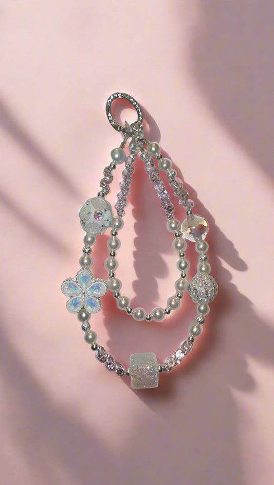 Flower & Pearl Phone Charm Wristlet