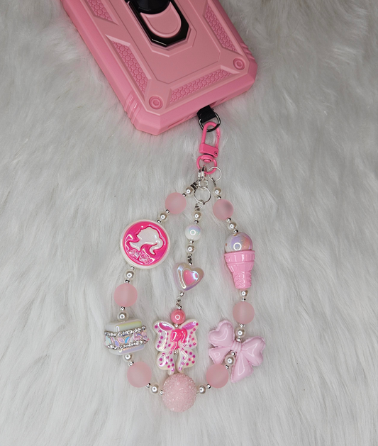 Pink Doll Phone Charm Wristlet