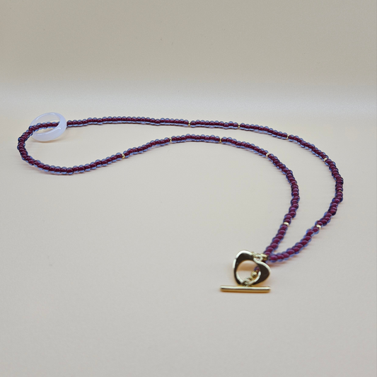 Double-Layered Glass Beaded Necklace - Blue/Red