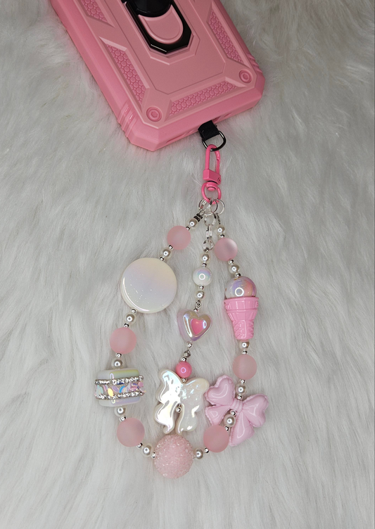 Pink Doll Phone Charm Wristlet