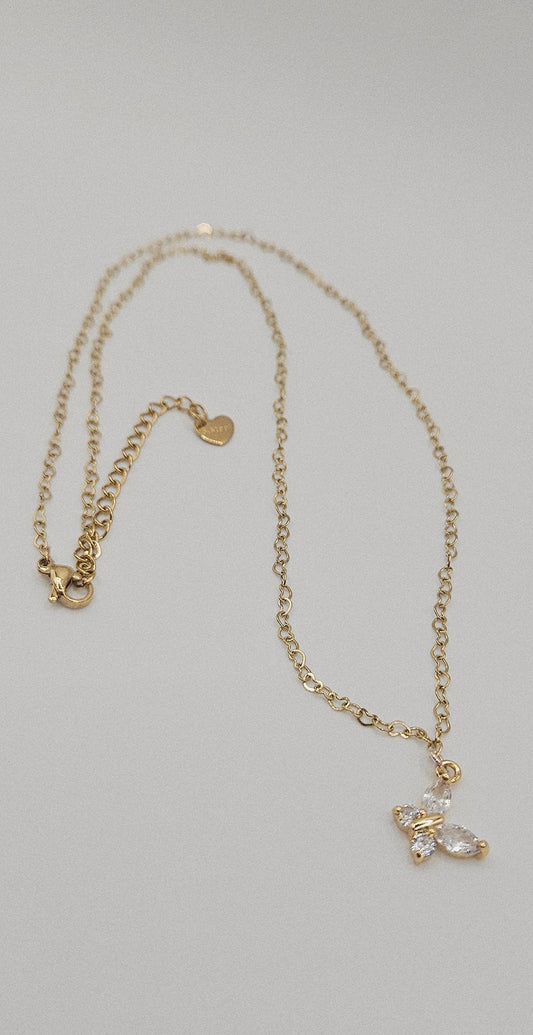 Butterfly Pendant & Heart Chained Necklace