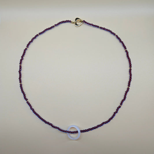 Double-Layered Glass Beaded Necklace - Blue/Red