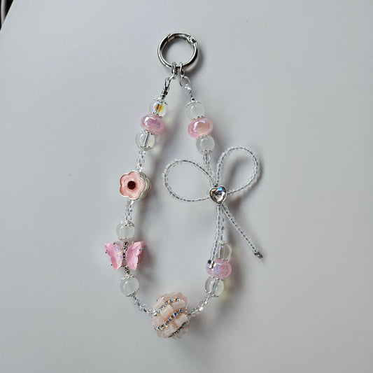Flower and Butterfly Accessory Charm - Pink