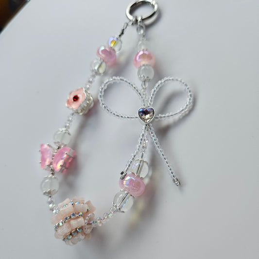 Flower and Butterfly Accessory Charm - Pink